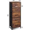 imageWLIVE Fabric Dresser 5Drawer Tall Dresser for Bedroom Storage Organizer with Fabric Bins Wood Top Sturdy Steel Frame Chest of Drawers for Closet Hallway Rustic Brown Wood Grain PrintRustic Brown Wood Grain Print