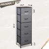 imageWLIVE Fabric Dresser 5Drawer Tall Dresser for Bedroom Storage Organizer with Fabric Bins Wood Top Sturdy Steel Frame Chest of Drawers for Closet Hallway Rustic Brown Wood Grain PrintAdark Grey