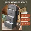 imageWLIVE Fabric Dresser 5Drawer Tall Dresser for Bedroom Storage Organizer with Fabric Bins Wood Top Sturdy Steel Frame Chest of Drawers for Closet Hallway Rustic Brown Wood Grain PrintAdark Grey