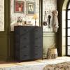 imageWLIVE Fabric Dresser for Bedroom Tall Dresser with 8 Drawers Storage Tower with Fabric Bins Double Dresser Chest of Drawers for Closet Playroom Dormitory Light GreyBlack and Rustic Brown
