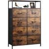 imageWLIVE Fabric Dresser for Bedroom Tall Dresser with 8 Drawers Storage Tower with Fabric Bins Double Dresser Chest of Drawers for Closet Playroom Dormitory Light GreyRustic Brown Wood Grain Print