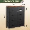 imageWLIVE Fabric Dresser for Bedroom Tall Dresser with 8 Drawers Storage Tower with Fabric Bins Double Dresser Chest of Drawers for Closet Playroom Dormitory Light GreyBlack and Rustic Brown