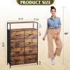 imageWLIVE Fabric Dresser for Bedroom Tall Dresser with 8 Drawers Storage Tower with Fabric Bins Double Dresser Chest of Drawers for Closet Playroom Dormitory Light GreyRustic Brown Wood Grain Print