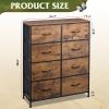 imageWLIVE Fabric Dresser for Bedroom Tall Dresser with 8 Drawers Storage Tower with Fabric Bins Double Dresser Chest of Drawers for Closet Playroom Dormitory Light GreyRustic Brown Wood Grain Print
