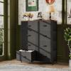 imageWLIVE Fabric Dresser for Bedroom Tall Dresser with 8 Drawers Storage Tower with Fabric Bins Double Dresser Chest of Drawers for Closet Playroom Dormitory Light GreyBlack and Rustic Brown
