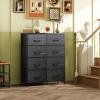 imageWLIVE Fabric Dresser for Bedroom Tall Dresser with 8 Drawers Storage Tower with Fabric Bins Double Dresser Chest of Drawers for Closet Playroom Dormitory Light GreyCharcoal Black Wood Grain Print