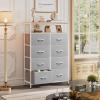 imageWLIVE Fabric Dresser for Bedroom Tall Dresser with 8 Drawers Storage Tower with Fabric Bins Double Dresser Chest of Drawers for Closet Playroom Dormitory Light GreyLight Grey