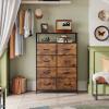 imageWLIVE Fabric Dresser for Bedroom Tall Dresser with 8 Drawers Storage Tower with Fabric Bins Double Dresser Chest of Drawers for Closet Playroom Dormitory Light GreyRustic Brown Wood Grain Print