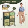 imageWLIVE Fabric Dresser for Bedroom Tall Dresser with 8 Drawers Storage Tower with Fabric Bins Double Dresser Chest of Drawers for Closet Playroom Dormitory Light GreyFloral Painted
