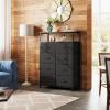 imageWLIVE Fabric Dresser for Bedroom Tall Dresser with 8 Drawers Storage Tower with Fabric Bins Double Dresser Chest of Drawers for Closet Playroom Dormitory Light GreyCharcoal Black