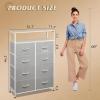 imageWLIVE Fabric Dresser for Bedroom Tall Dresser with 8 Drawers Storage Tower with Fabric Bins Double Dresser Chest of Drawers for Closet Playroom Dormitory Light GreyLight Grey