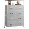imageWLIVE Fabric Dresser for Bedroom Tall Dresser with 8 Drawers Storage Tower with Fabric Bins Double Dresser Chest of Drawers for Closet Playroom Dormitory Light GreyLight Grey