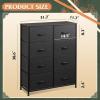 imageWLIVE Fabric Dresser for Bedroom Tall Dresser with 8 Drawers Storage Tower with Fabric Bins Double Dresser Chest of Drawers for Closet Playroom Dormitory Light GreyCharcoal Black