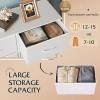 imageWLIVE Fabric Dresser for Bedroom Tall Dresser with 8 Drawers Storage Tower with Fabric Bins Double Dresser Chest of Drawers for Closet Playroom Dormitory Light GreyWhite