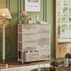 imageWLIVE Fabric Dresser for Bedroom Tall Dresser with 8 Drawers Storage Tower with Fabric Bins Double Dresser Chest of Drawers for Closet Playroom Dormitory Light GreyGreige