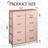 imageWLIVE Fabric Dresser for Bedroom Tall Dresser with 8 Drawers Storage Tower with Fabric Bins Double Dresser Chest of Drawers for Closet Playroom Dormitory Light GreyPink and Rose Gold