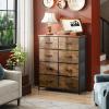 imageWLIVE Fabric Dresser for Bedroom Tall Dresser with 8 Drawers Storage Tower with Fabric Bins Double Dresser Chest of Drawers for Closet Playroom Dormitory Light GreyRustic Brown Wood Grain Print