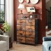 imageWLIVE Fabric Dresser for Bedroom Tall Dresser with 8 Drawers Storage Tower with Fabric Bins Double Dresser Chest of Drawers for Closet Playroom Dormitory Light GreyRustic Brown Wood Grain Print