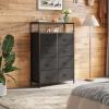 imageWLIVE Fabric Dresser for Bedroom Tall Dresser with 8 Drawers Storage Tower with Fabric Bins Double Dresser Chest of Drawers for Closet Playroom Dormitory Light GreyCharcoal Black