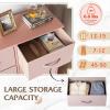 imageWLIVE Fabric Dresser for Bedroom Tall Dresser with 8 Drawers Storage Tower with Fabric Bins Double Dresser Chest of Drawers for Closet Playroom Dormitory Light GreyPink and Rose Gold