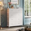 imageWLIVE Fabric Dresser for Bedroom Tall Dresser with 8 Drawers Storage Tower with Fabric Bins Double Dresser Chest of Drawers for Closet Playroom Dormitory Light GreyWhite