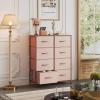 imageWLIVE Fabric Dresser for Bedroom Tall Dresser with 8 Drawers Storage Tower with Fabric Bins Double Dresser Chest of Drawers for Closet Playroom Dormitory Light GreyPink and Rose Gold
