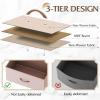 imageWLIVE Fabric Dresser for Bedroom Tall Dresser with 8 Drawers Storage Tower with Fabric Bins Double Dresser Chest of Drawers for Closet Playroom Dormitory Light GreyPink and Rose Gold