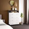 imageWLIVE Fabric Dresser for Bedroom Tall Dresser with 8 Drawers Storage Tower with Fabric Bins Double Dresser Chest of Drawers for Closet Playroom Dormitory Light GreyWhite
