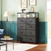 imageWLIVE Fabric Dresser for Bedroom Tall Dresser with 8 Drawers Storage Tower with Fabric Bins Double Dresser Chest of Drawers for Closet Playroom Dormitory Light GreyCharcoal Black Wood Grain Print