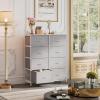 imageWLIVE Fabric Dresser for Bedroom Tall Dresser with 8 Drawers Storage Tower with Fabric Bins Double Dresser Chest of Drawers for Closet Playroom Dormitory Light GreyLight Grey