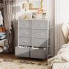 imageWLIVE Fabric Dresser for Bedroom Tall Dresser with 8 Drawers Storage Tower with Fabric Bins Double Dresser Chest of Drawers for Closet Playroom Dormitory Light GreyLight Grey