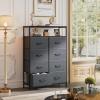 imageWLIVE Fabric Dresser for Bedroom Tall Dresser with 8 Drawers Storage Tower with Fabric Bins Double Dresser Chest of Drawers for Closet Playroom Dormitory Light GreyDark Grey