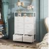 imageWLIVE Fabric Dresser for Bedroom Tall Dresser with 8 Drawers Storage Tower with Fabric Bins Double Dresser Chest of Drawers for Closet Playroom Dormitory Light GreyWhite