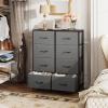 imageWLIVE Fabric Dresser for Bedroom Tall Dresser with 8 Drawers Storage Tower with Fabric Bins Double Dresser Chest of Drawers for Closet Playroom Dormitory Light GreyAdark Grey