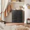 imageWLIVE Fabric Dresser for Bedroom Tall Dresser with 8 Drawers Storage Tower with Fabric Bins Double Dresser Chest of Drawers for Closet Playroom Dormitory Light GreyCharcoal Black Wood Grain Print