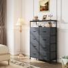 imageWLIVE Fabric Dresser for Bedroom Tall Dresser with 8 Drawers Storage Tower with Fabric Bins Double Dresser Chest of Drawers for Closet Playroom Dormitory Light GreyDark Grey