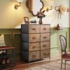 imageWLIVE Fabric Dresser for Bedroom Tall Dresser with 8 Drawers Storage Tower with Fabric Bins Double Dresser Chest of Drawers for Closet Playroom Dormitory Light GreyRustic Brown Wood Grain Print