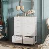 imageWLIVE Fabric Dresser for Bedroom Tall Dresser with 8 Drawers Storage Tower with Fabric Bins Double Dresser Chest of Drawers for Closet Playroom Dormitory Light GreyWhite