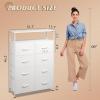 imageWLIVE Fabric Dresser for Bedroom Tall Dresser with 8 Drawers Storage Tower with Fabric Bins Double Dresser Chest of Drawers for Closet Playroom Dormitory Light GreyWhite