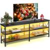 imageWLIVE TV Stand up to 70 Inch TV 63quot Entertainment Center TV Media Console with 3Tier Storage Shelves for Living Room and Bedroom Rustic BrownBlack