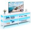 imageWLIVE TV Stand up to 70 Inch TV 63quot Entertainment Center TV Media Console with 3Tier Storage Shelves for Living Room and Bedroom Rustic BrownWhite