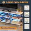 imageWLIVE TV Stand up to 70 Inch TV 63quot Entertainment Center TV Media Console with 3Tier Storage Shelves for Living Room and Bedroom Rustic BrownWhite