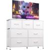 imageWLIVE 7 Drawer Dresser TV Stand Dressers for Bedroom Fabric Storage Tower Hallway Entryway Closets Sturdy Steel Frame Wood Top Easy Pull Handle WhiteWhite