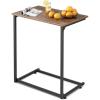 imageWLIVE CShaped End Table Small Side Tables for Sofa Wide Couch Table That Slide Under Laptop Snack Table for Living Room Bedroom Home Office Rustic BrownLight Brown