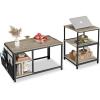 imageWLIVE Coffee Table 401quot Farmhouse Coffee Table with Slatted Storage Shelf ampamp XShape Frame 2Tier Wood Center Table for Living Room Balcony Grey ampamp WhiteGreige