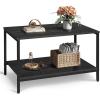 imageWLIVE Coffee Table 401quot Farmhouse Coffee Table with Slatted Storage Shelf ampamp XShape Frame 2Tier Wood Center Table for Living Room Balcony Grey ampamp WhiteBlack