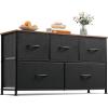 imageWLIVE Dresser for Bedroom with 5 Drawers Wide Chest of Drawers Fabric Dresser Storage Organizer Unit with Fabric Bins for Closet Living Room Hallway Black and Rustic BrownBlack and Rustic Brown