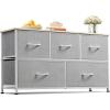 imageWLIVE Dresser for Bedroom with 5 Drawers Wide Chest of Drawers Fabric Dresser Storage Organizer Unit with Fabric Bins for Closet Living Room Hallway Black and Rustic BrownLight Grey