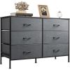 imageWLIVE Dresser for Bedroom with 6 Drawers Wide Fabric Dresser TV Stand for 50 Inches TV with Metal Frame Wooden Top Fabric Storage Organizer for Livingroom Hallway Dark GrayDark Gray