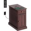 imageWLIVE End Table with Charging Station Narrow Side Table for Living Room Farmhouse Night Stand with Storage Drawer Small Wooden Nightstand with Concealed Outlets EspressoEspresso With Drawer
